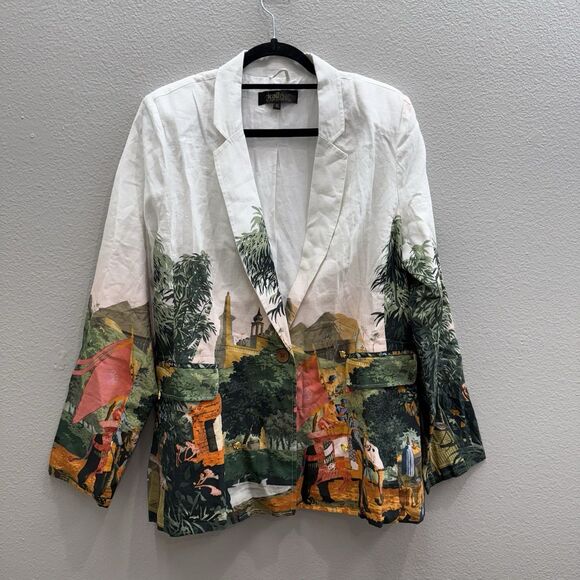 Holichic Misha Linen & Cotton Blazer Size XL Mughal Print $245 - Picture 1 of 10